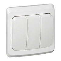 Выключатель с рамкой Systeme Electric Этюд 3-кл. белый картинка